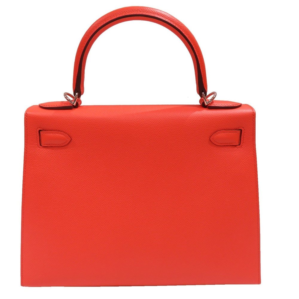 HERMES Kelly 28 Outer Stitching Handbag Rose Texas/Silver Hardware Epson U St... - Picture 2 of 16
